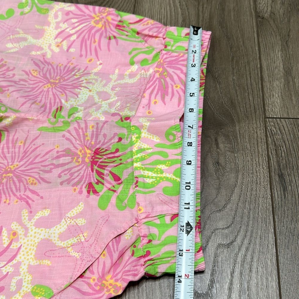 Lilly Pulitzer Mid Rise Wide Leg Pants Pink Green Size Small - Picture 6 of 13